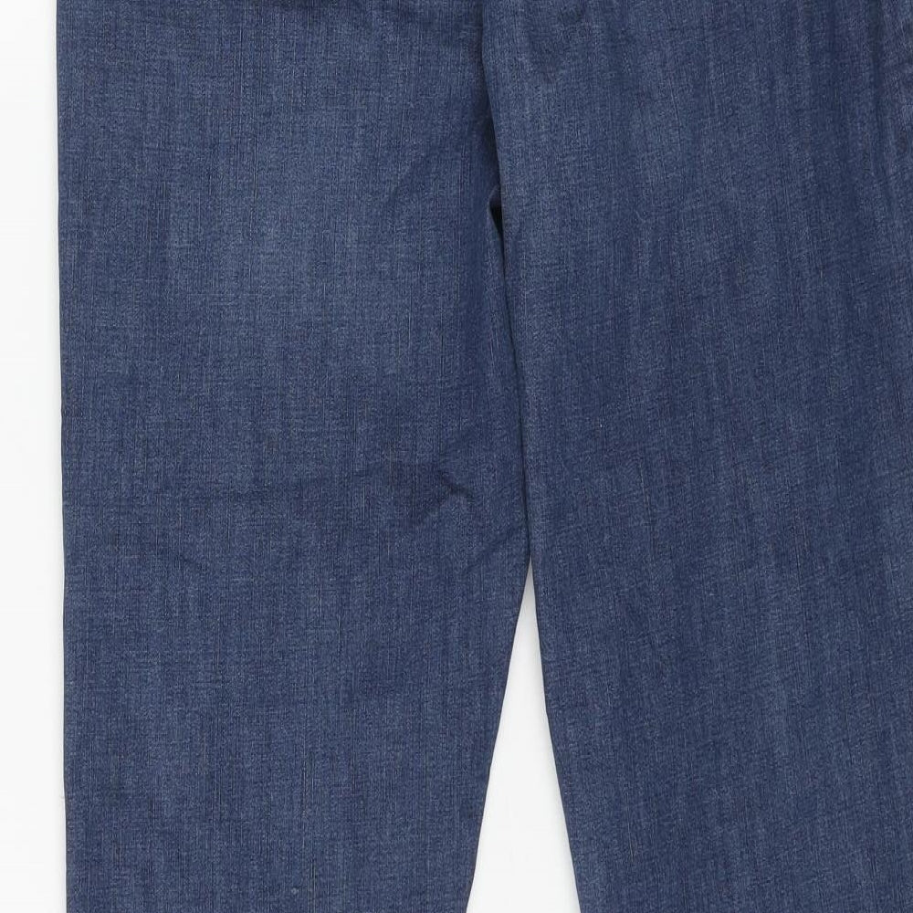 Marks and Spencer Womens Blue Cotton Straight Jeans Size 12 L27 in Regular Button