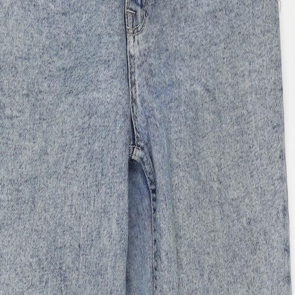 Stradivarius Womens Blue Cotton Straight Jeans Size 12 L29 in Regular Button