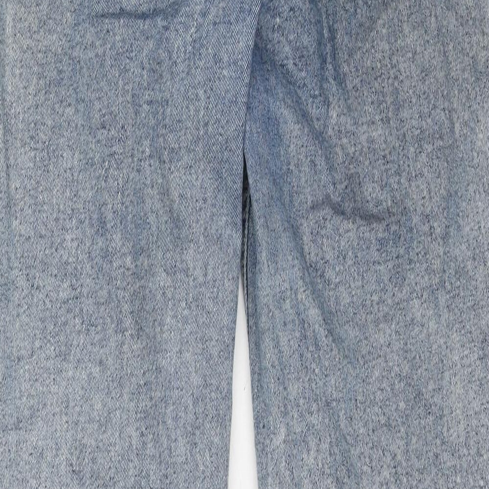 Stradivarius Womens Blue Cotton Straight Jeans Size 12 L29 in Regular Button