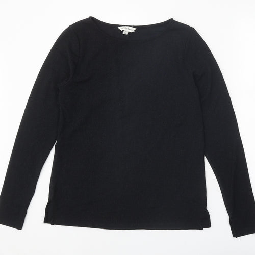 Autograph Womens Black Geometric Polyamide Basic Blouse Size 14 Round Neck