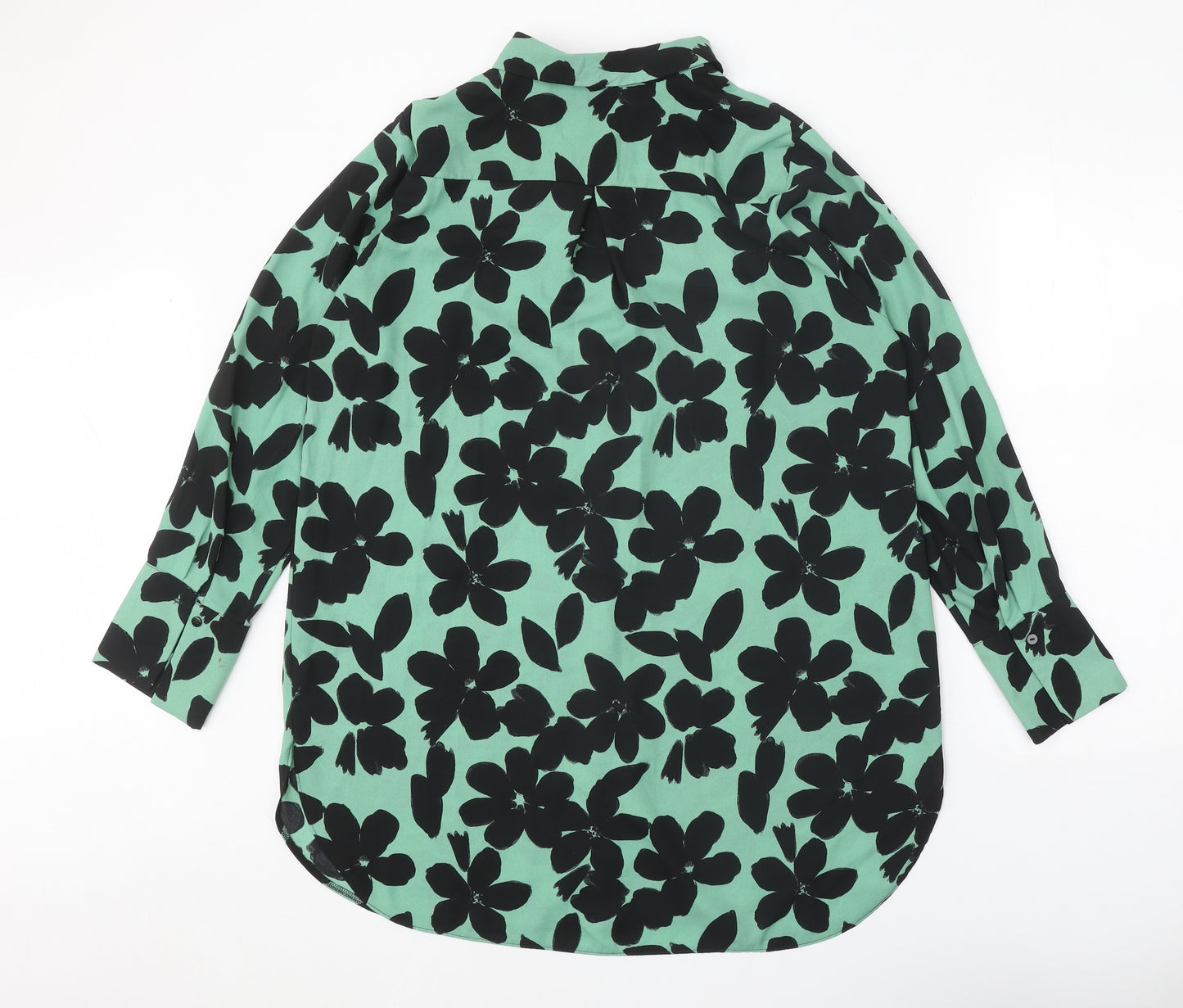 Papaya Womens Green Floral Polyester Shirt Dress Size 16 Collared Button