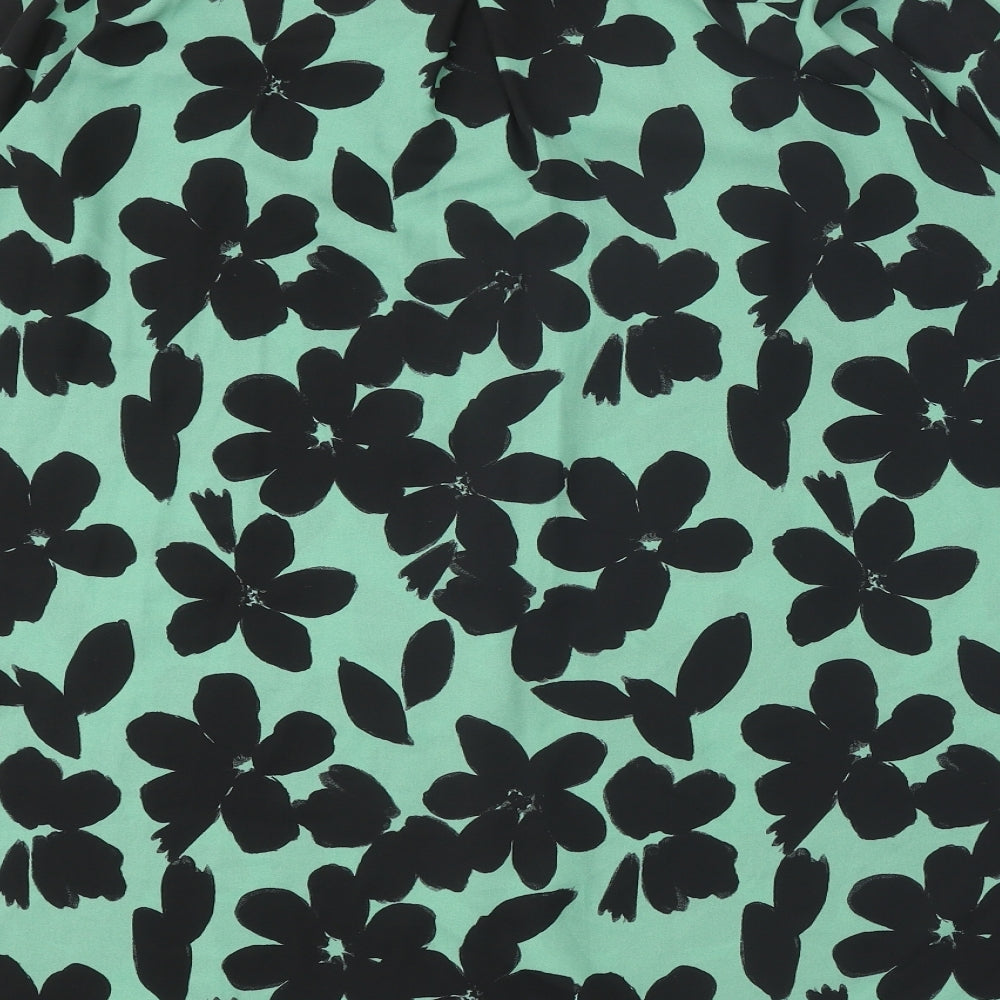 Papaya Womens Green Floral Polyester Shirt Dress Size 16 Collared Button