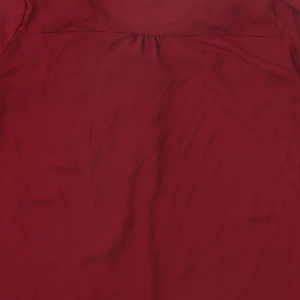 Primark Womens Red Polyester Basic Blouse Size 14 V-Neck