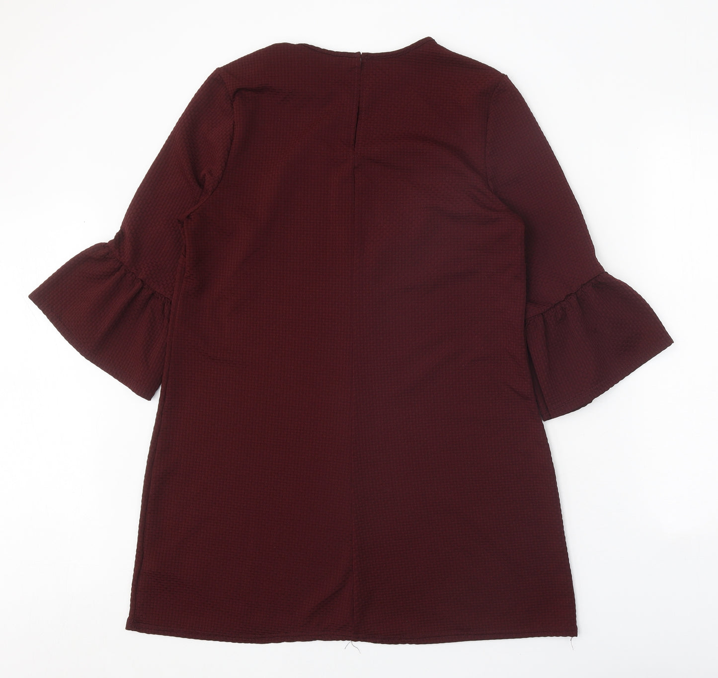 New Look Womens Brown Polyester Shift Size 16 Boat Neck Button - Bell Sleeve