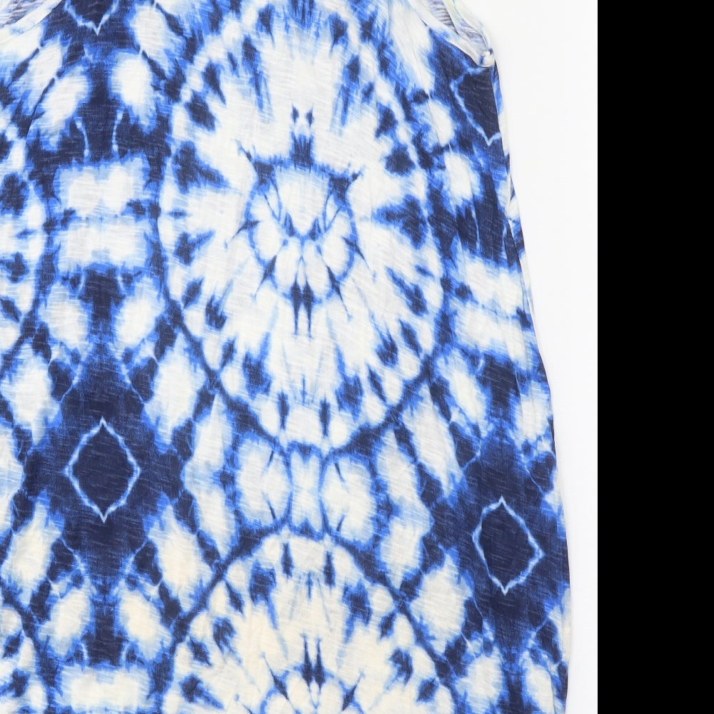 F&F Womens Blue Geometric Viscose Shift Size 14 Scoop Neck Pullover - Tie Dye Slouch