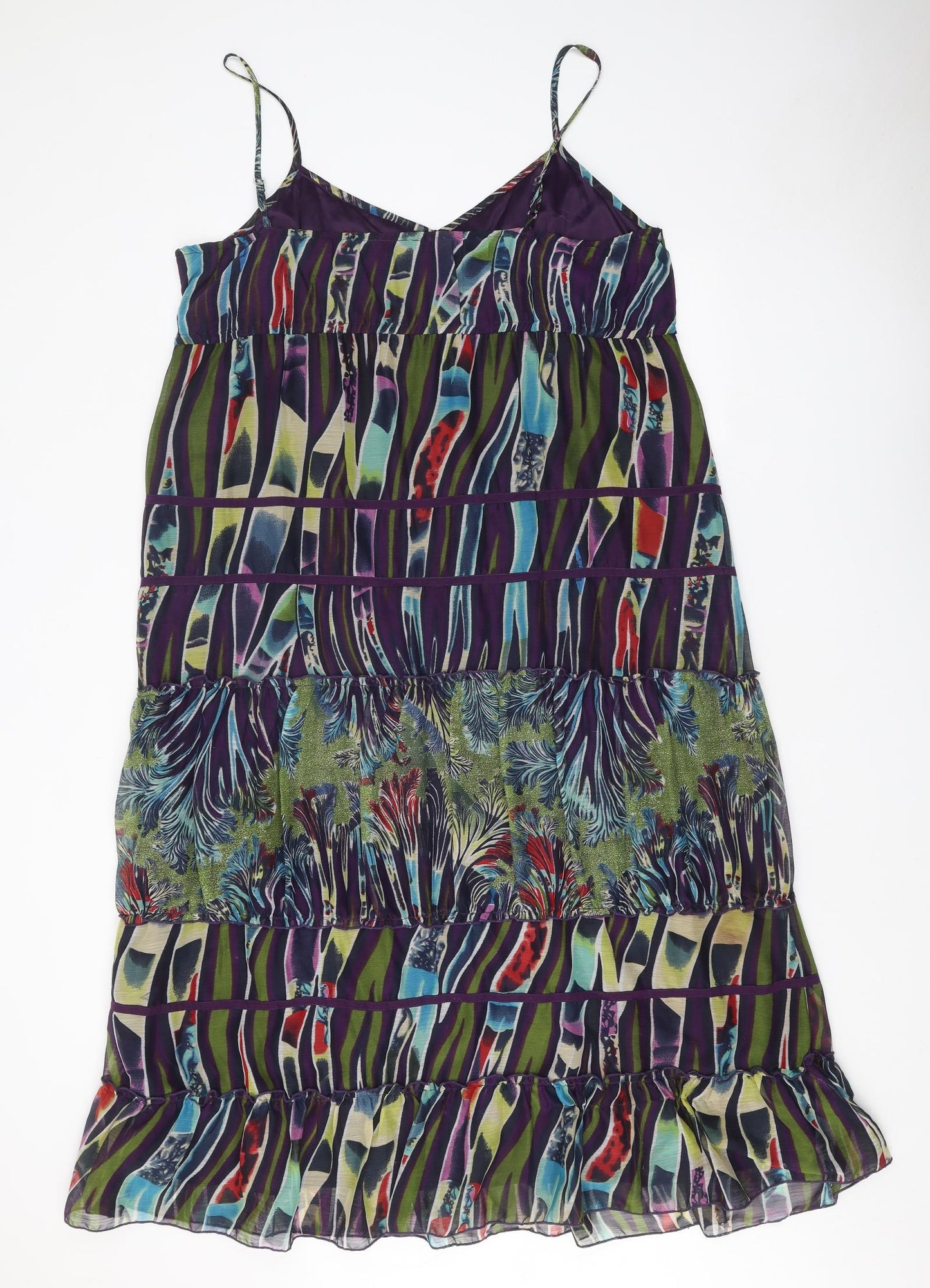 Klass Womens Purple Geometric Polyester A-Line Size 18 V-Neck Pullover