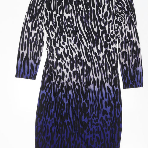 Coast Womens White Animal Print Polyester Pencil Dress Size 10 V-Neck Pullover - Leopard Print Ombré