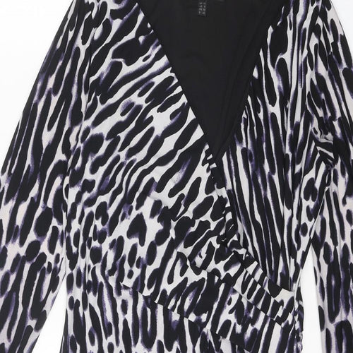 Coast Womens White Animal Print Polyester Pencil Dress Size 10 V-Neck Pullover - Leopard Print Ombré