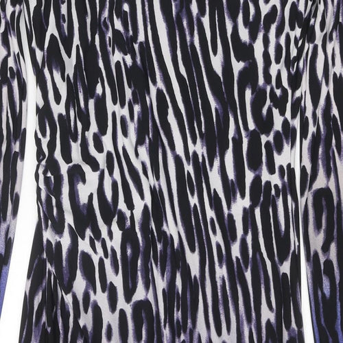 Coast Womens White Animal Print Polyester Pencil Dress Size 10 V-Neck Pullover - Leopard Print Ombré