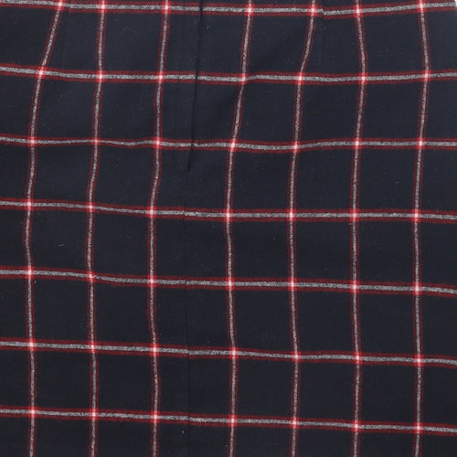 Preworn Womens Black Check Polyester Mini Skirt Size 28 in Zip
