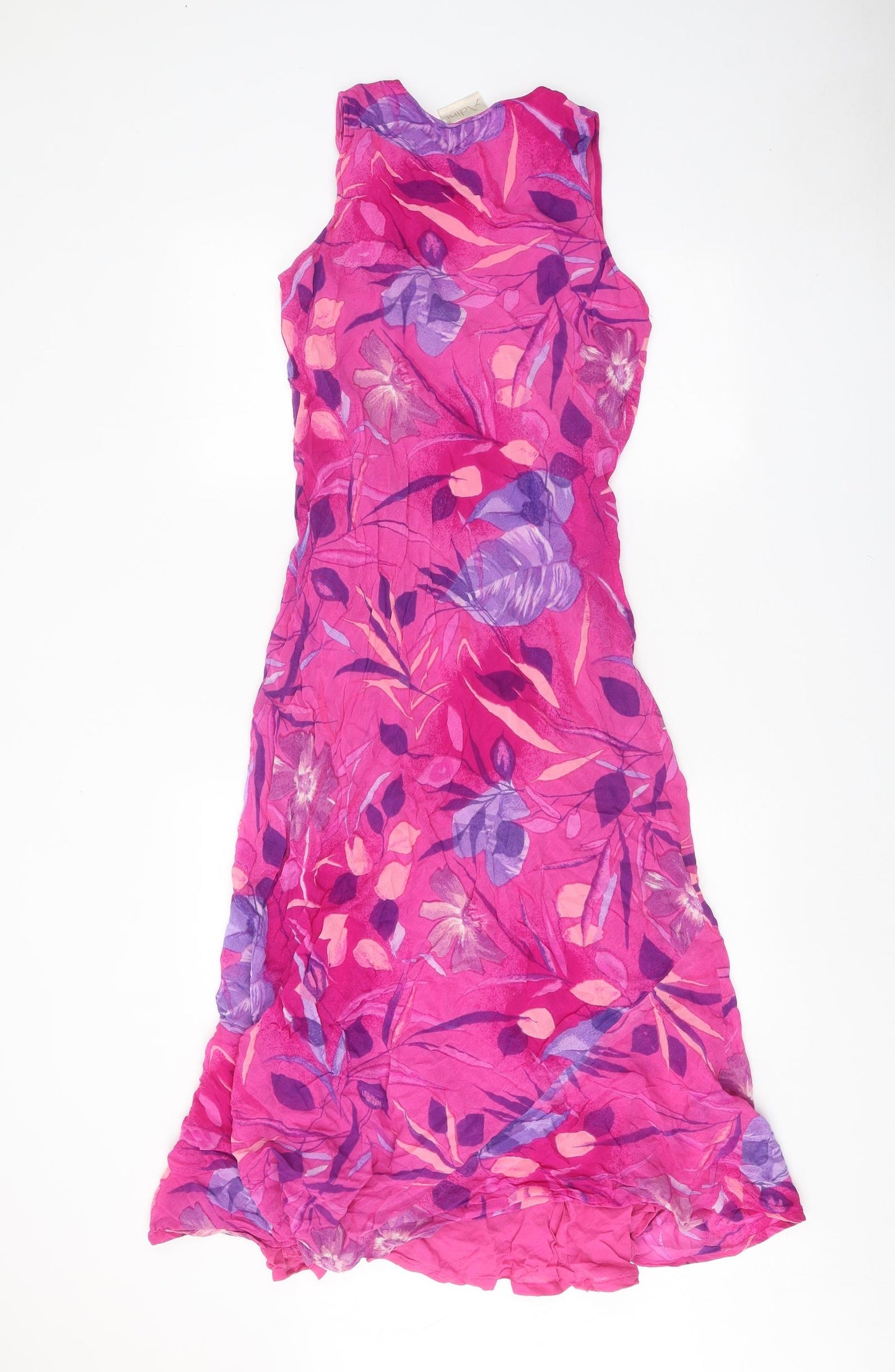 Adini Womens Pink Floral Viscose A-Line Size M V-Neck Pullover
