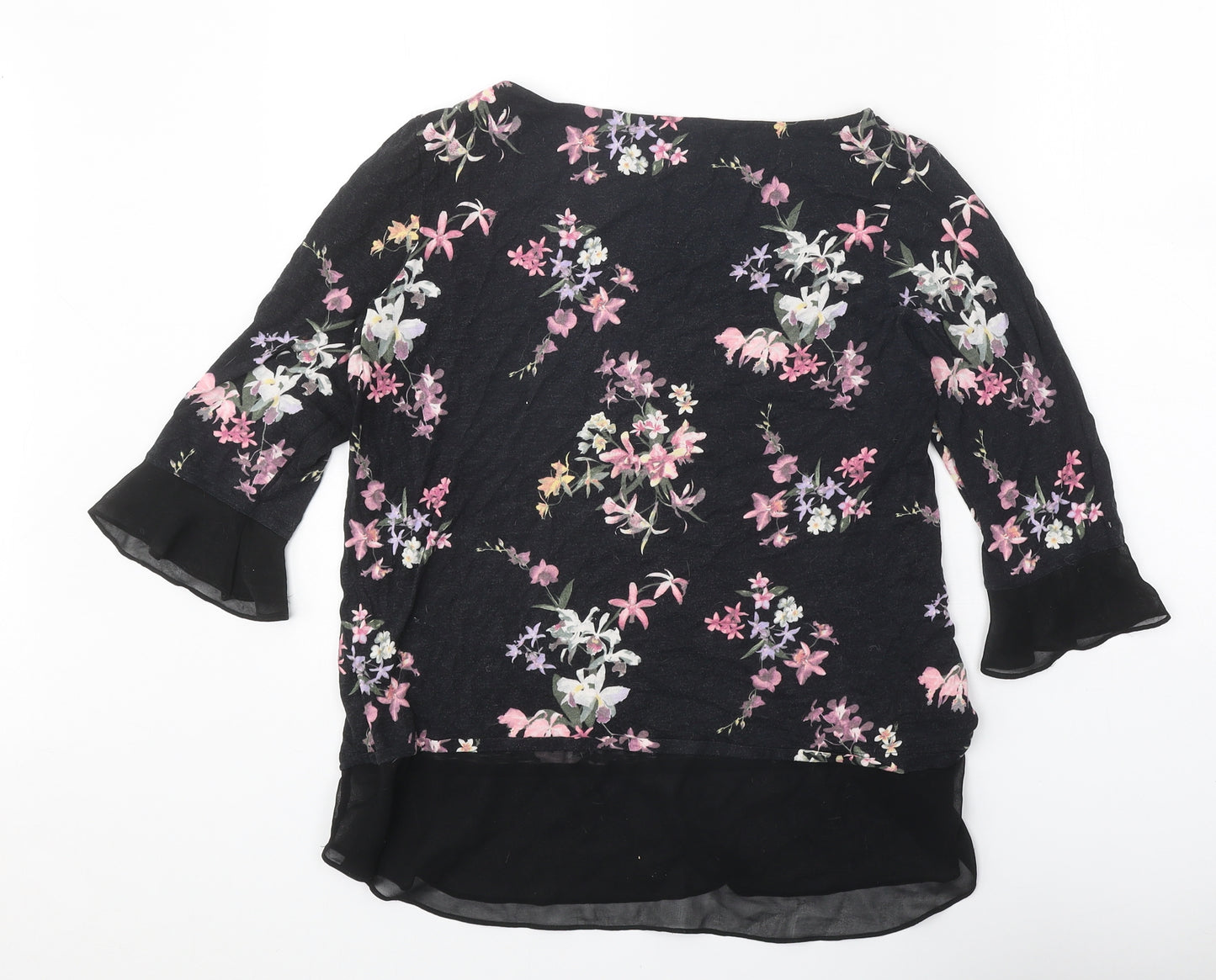 Per Una Womens Black Geometric Viscose Basic Blouse Size 14 Round Neck