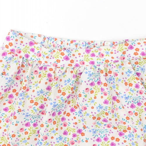 Topshop Womens White Floral Polyester Cut-Off Shorts Size 8 Regular Pull On