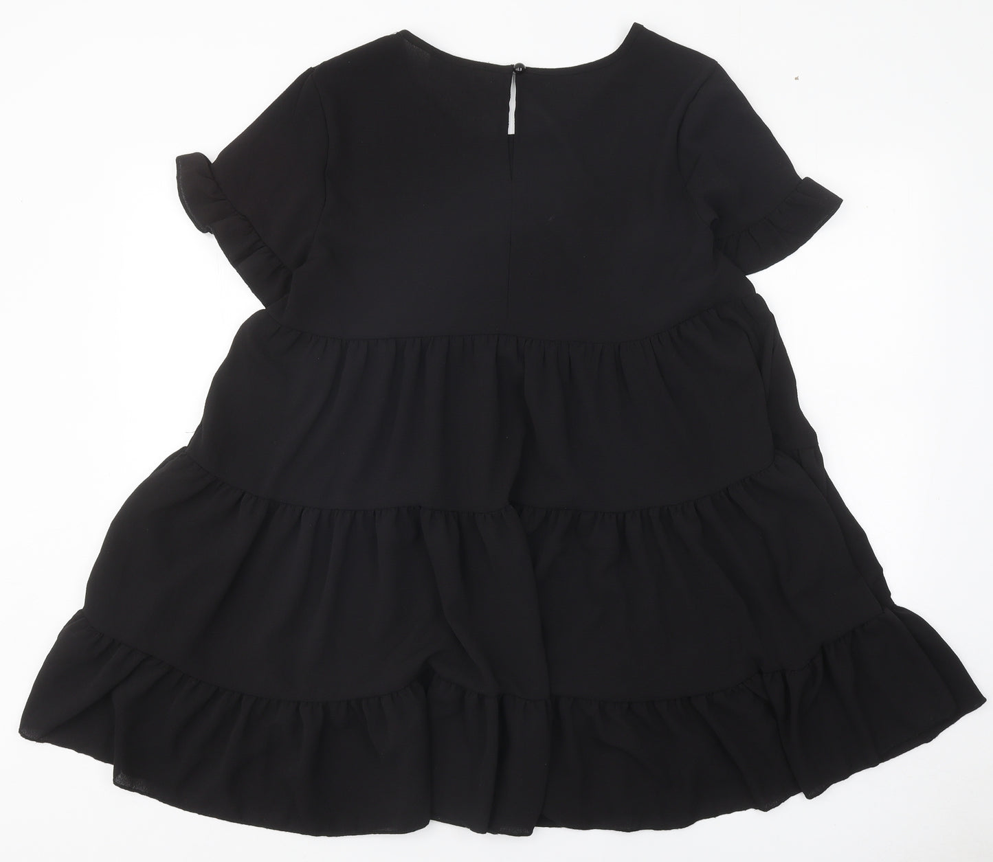 Cameo Rose Womens Black Polyester A-Line Size S Scoop Neck Button - Tiered