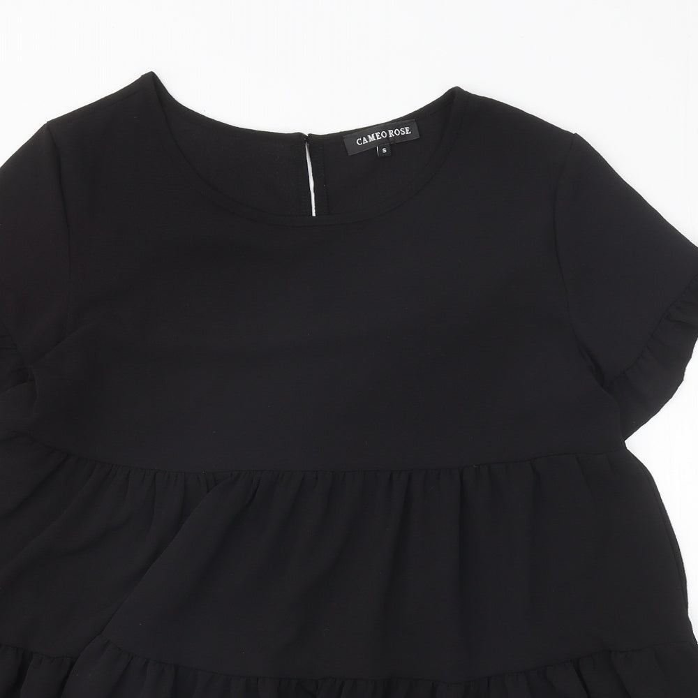 Cameo Rose Womens Black Polyester A-Line Size S Scoop Neck Button - Tiered
