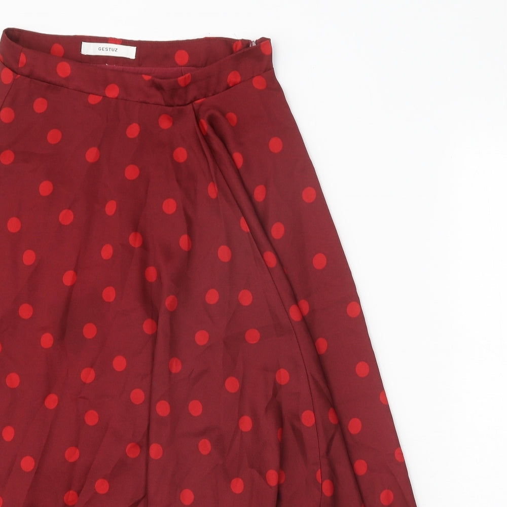 Gestuz Womens Red Polka Dot Polyester A-Line Skirt Size 8 Zip