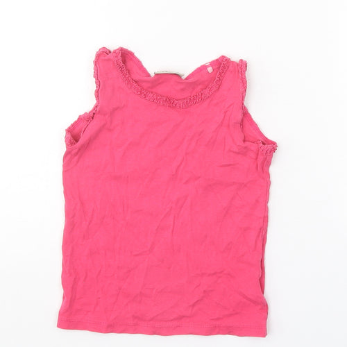NEXT Girls Pink 100% Cotton Basic Tank Size 5-6 Years Boat Neck Pullover