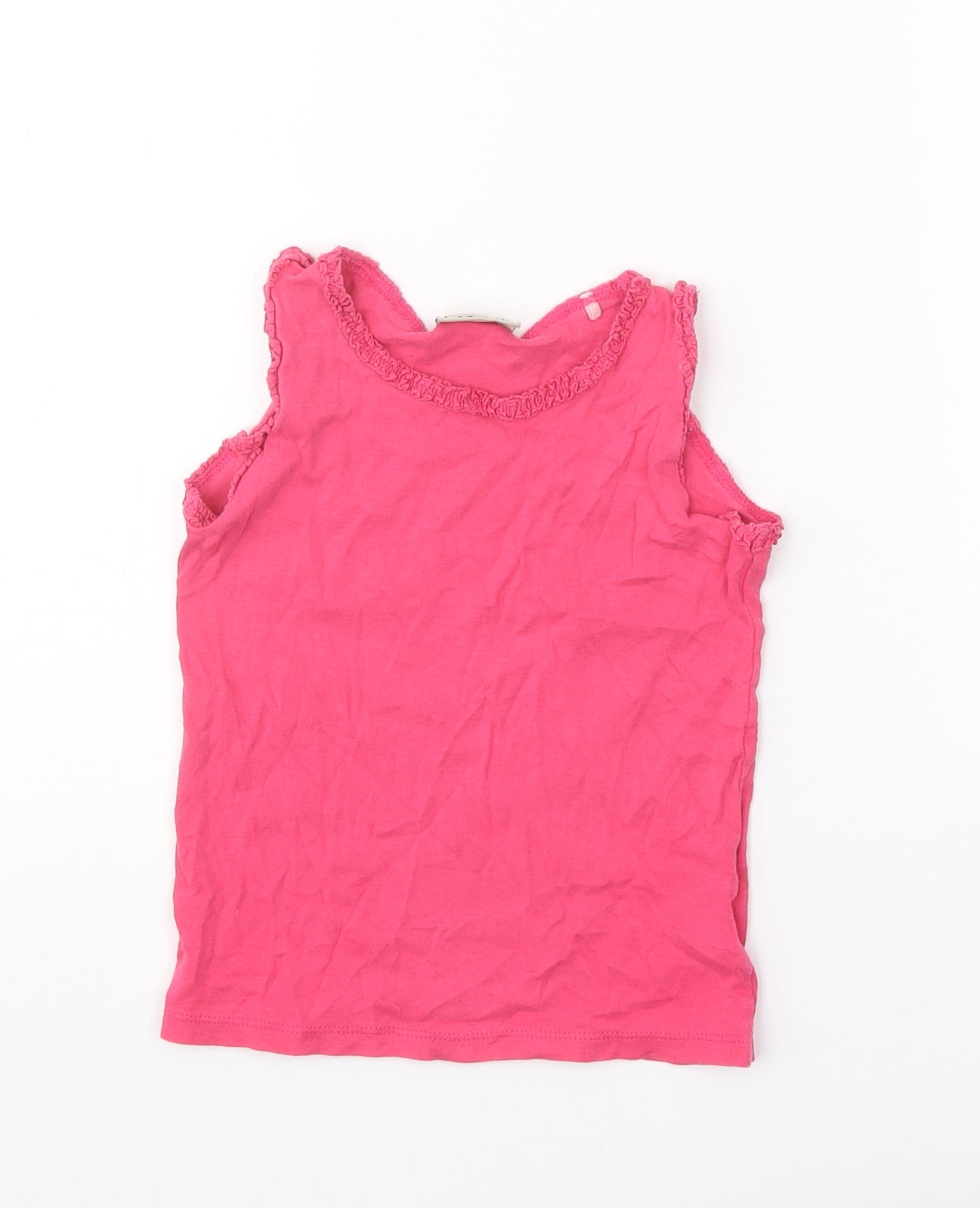 NEXT Girls Pink 100% Cotton Basic Tank Size 5-6 Years Boat Neck Pullover