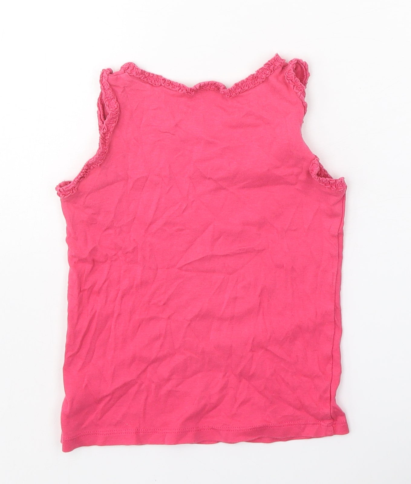 NEXT Girls Pink 100% Cotton Basic Tank Size 5-6 Years Boat Neck Pullover
