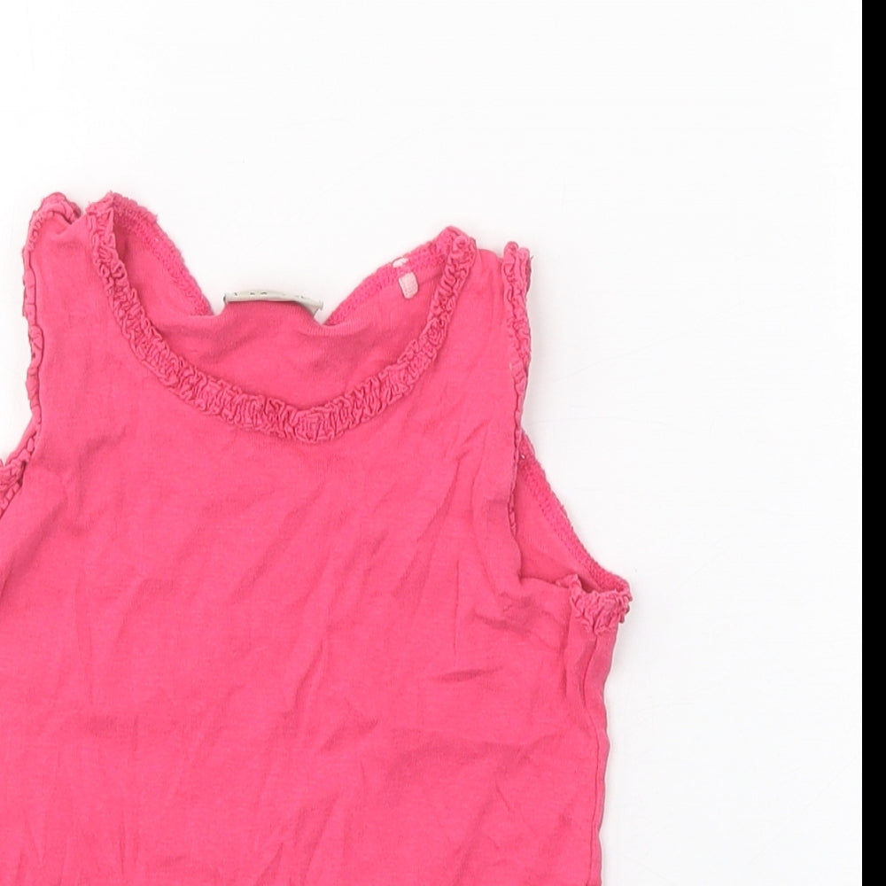 NEXT Girls Pink 100% Cotton Basic Tank Size 5-6 Years Boat Neck Pullover