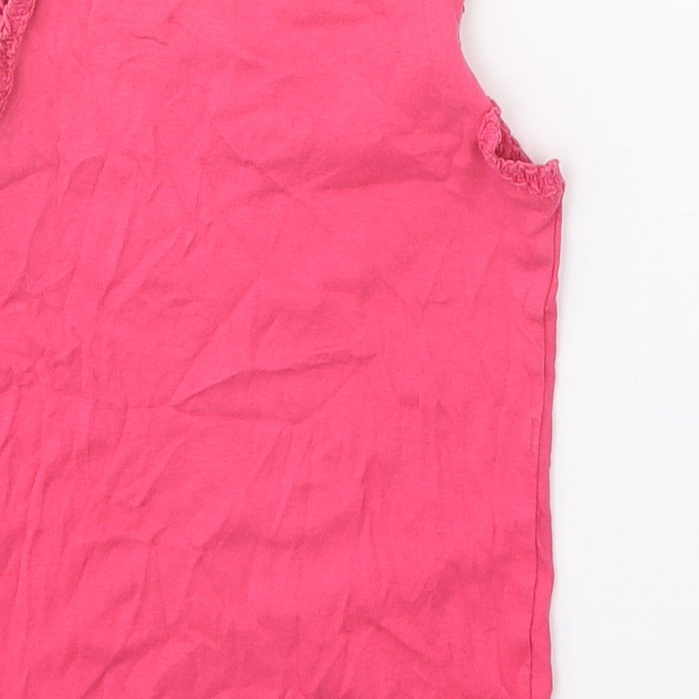 NEXT Girls Pink 100% Cotton Basic Tank Size 5-6 Years Boat Neck Pullover