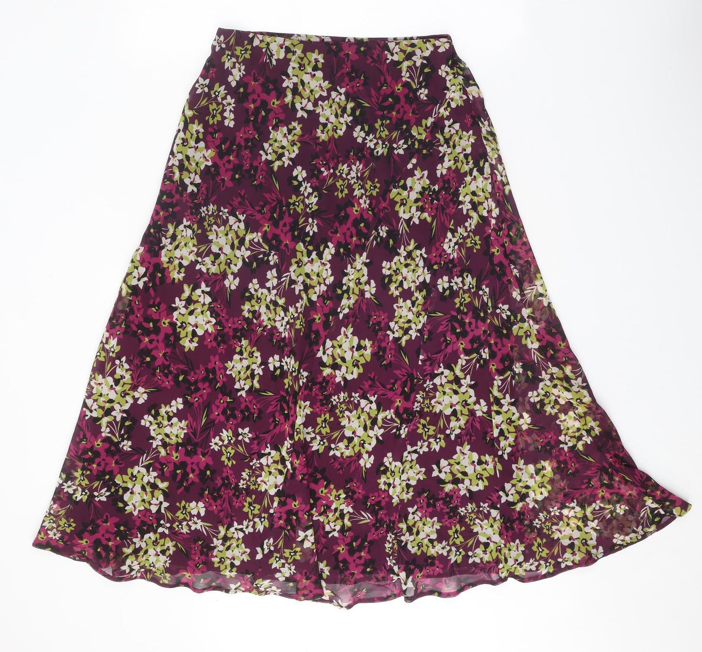 Autonomy Womens Purple Floral Polyester A-Line Skirt Size 10