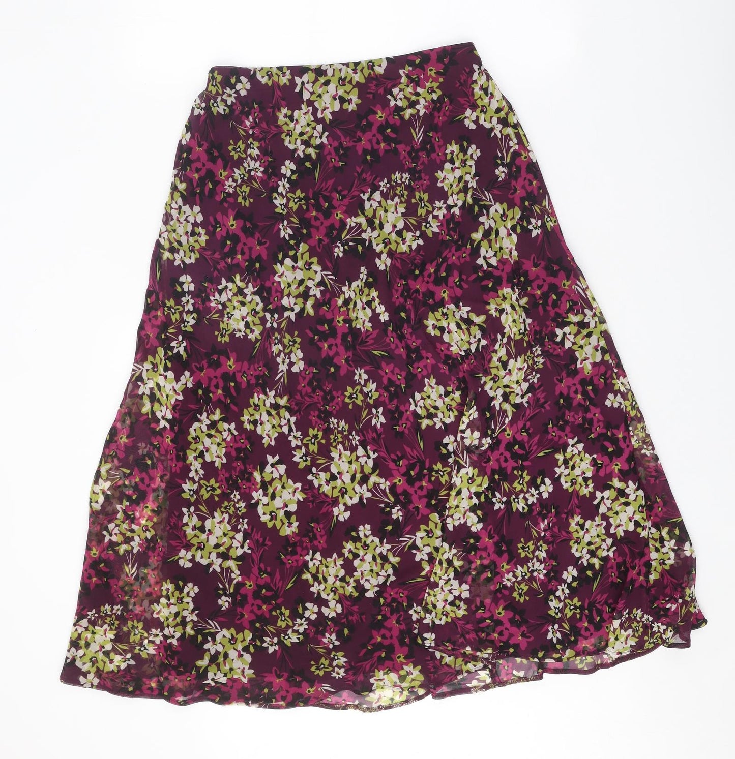Autonomy Womens Purple Floral Polyester A-Line Skirt Size 10