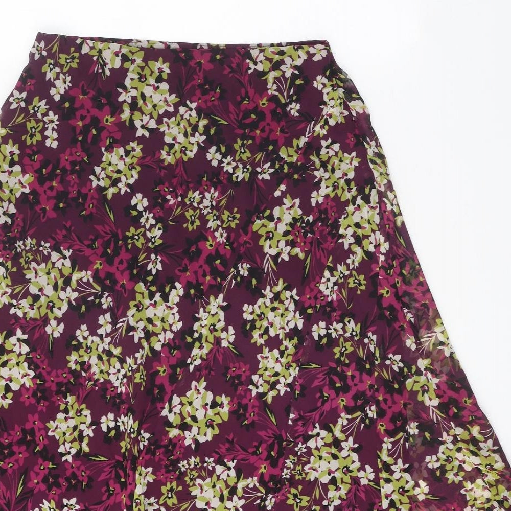 Autonomy Womens Purple Floral Polyester A-Line Skirt Size 10