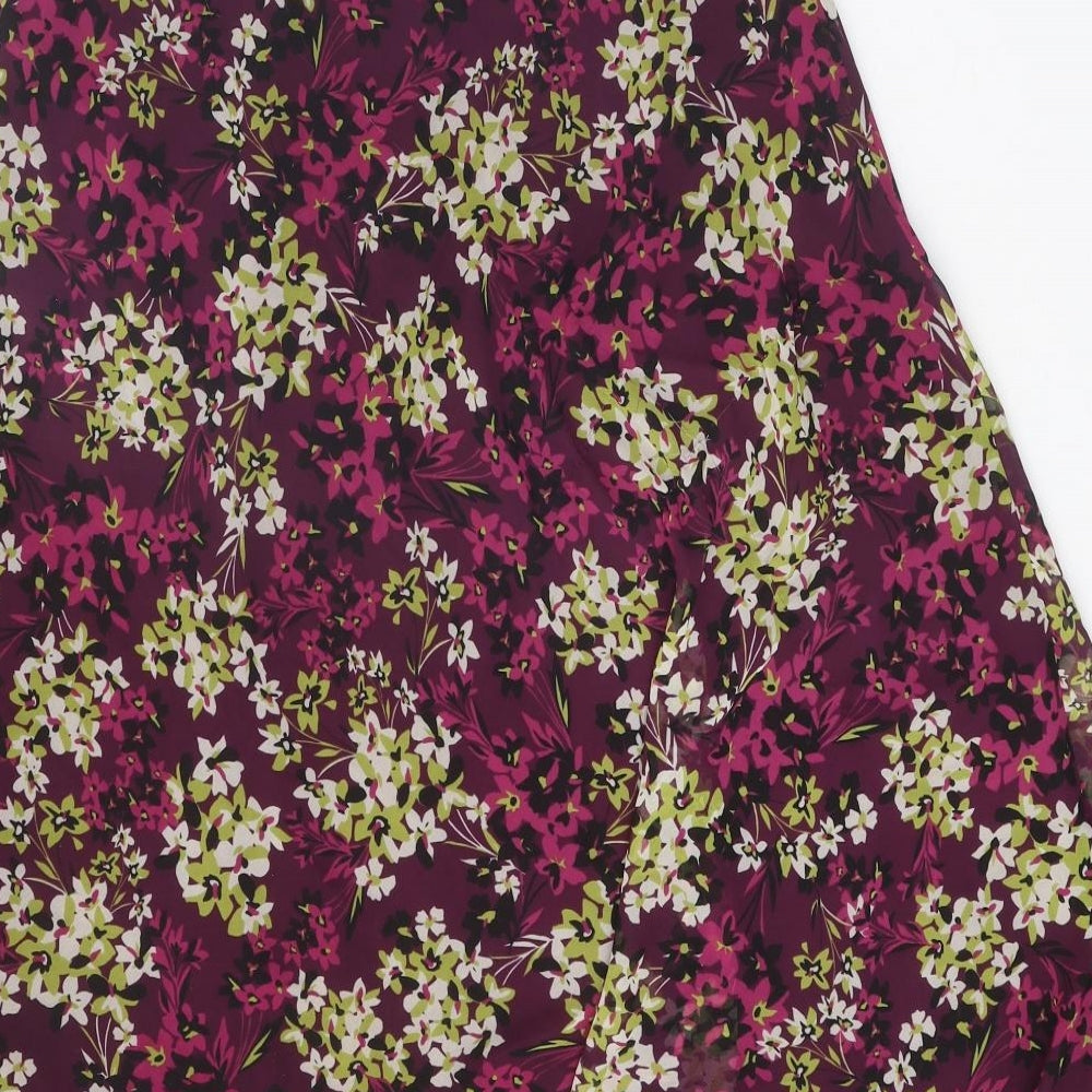 Autonomy Womens Purple Floral Polyester A-Line Skirt Size 10