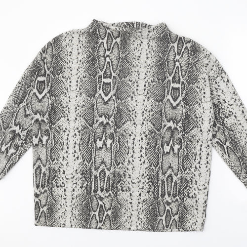 TU Womens Grey Round Neck Animal Print Polyester Pullover Jumper Size 12 - Snake print