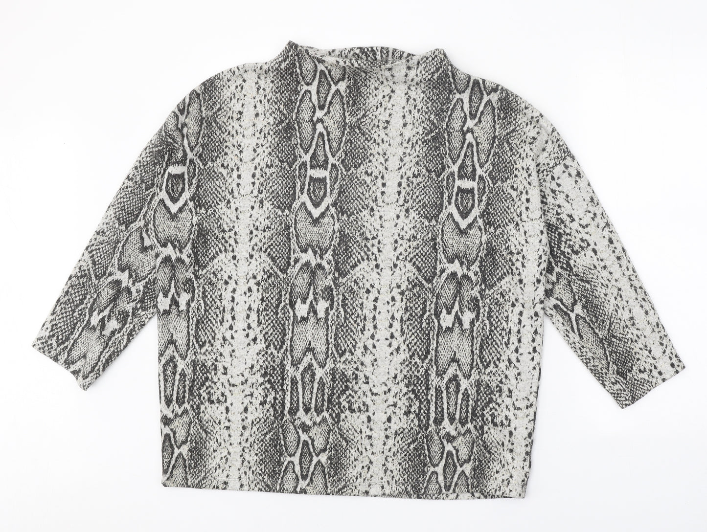 TU Womens Grey Round Neck Animal Print Polyester Pullover Jumper Size 12 - Snake print