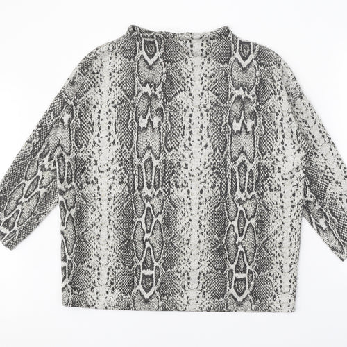 TU Womens Grey Round Neck Animal Print Polyester Pullover Jumper Size 12 - Snake print