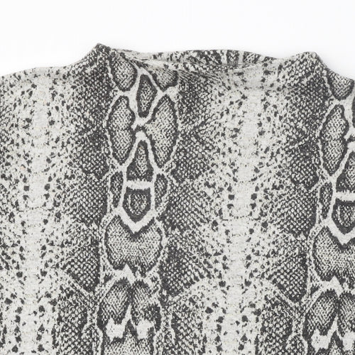 TU Womens Grey Round Neck Animal Print Polyester Pullover Jumper Size 12 - Snake print