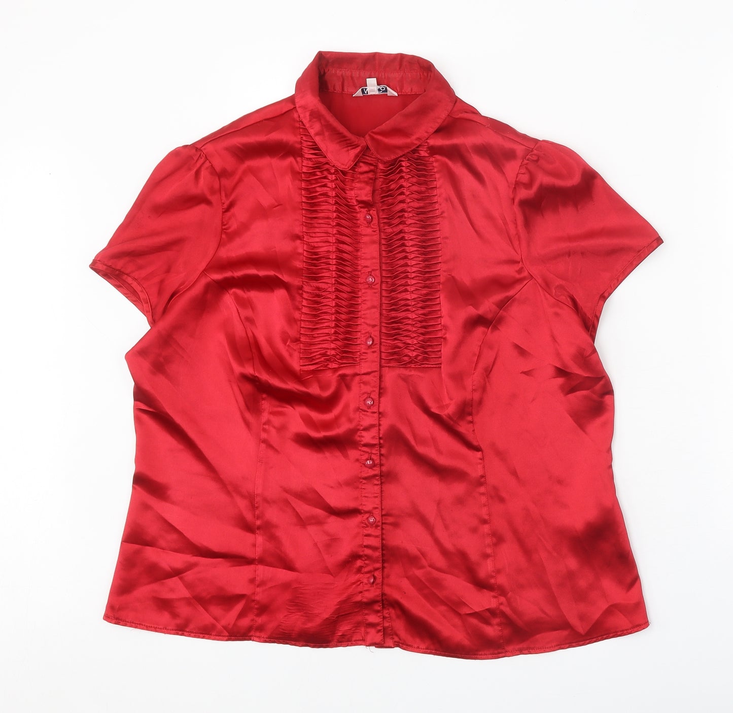 M&Co Womens Red Polyester Basic Button-Up Size 20 Collared