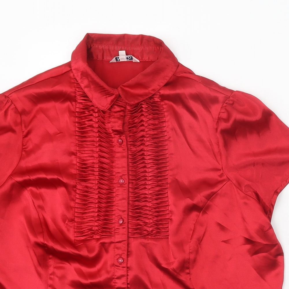 M&Co Womens Red Polyester Basic Button-Up Size 20 Collared