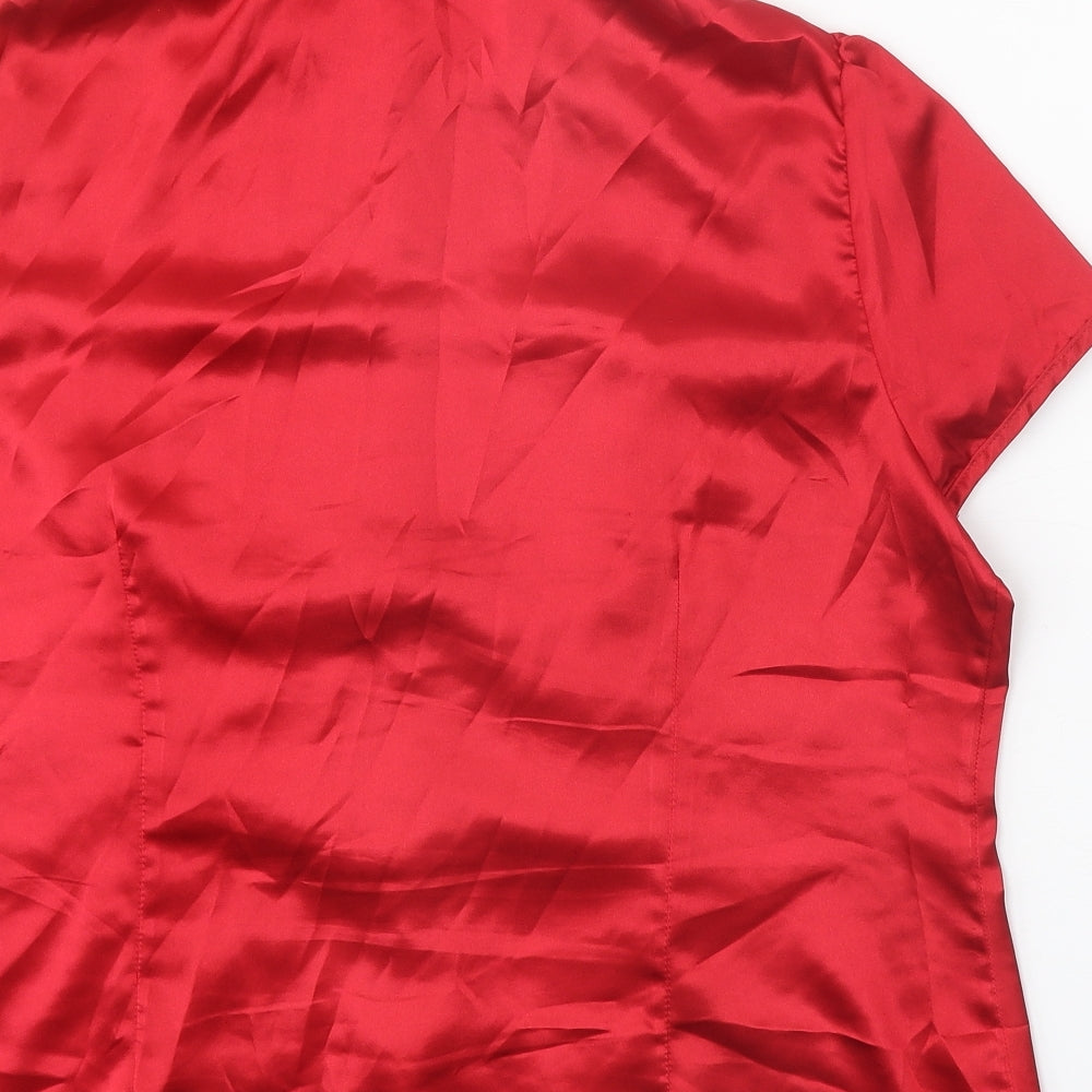M&Co Womens Red Polyester Basic Button-Up Size 20 Collared