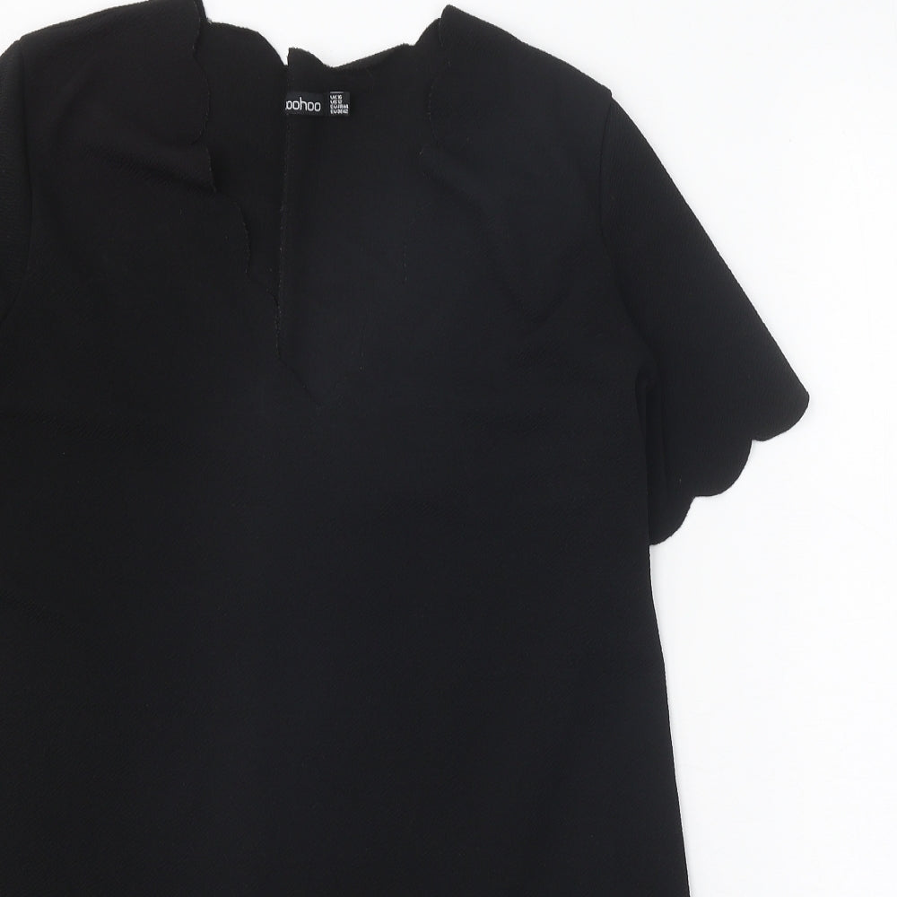 Boohoo Womens Black Polyester Shift Size 16 V-Neck Pullover