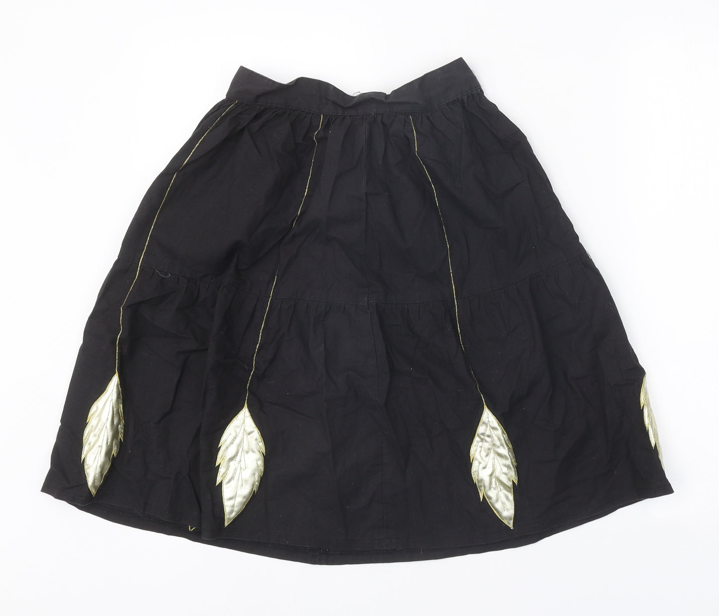 Preworn Womens Black Geometric Polyester Swing Skirt Size 23 in Zip