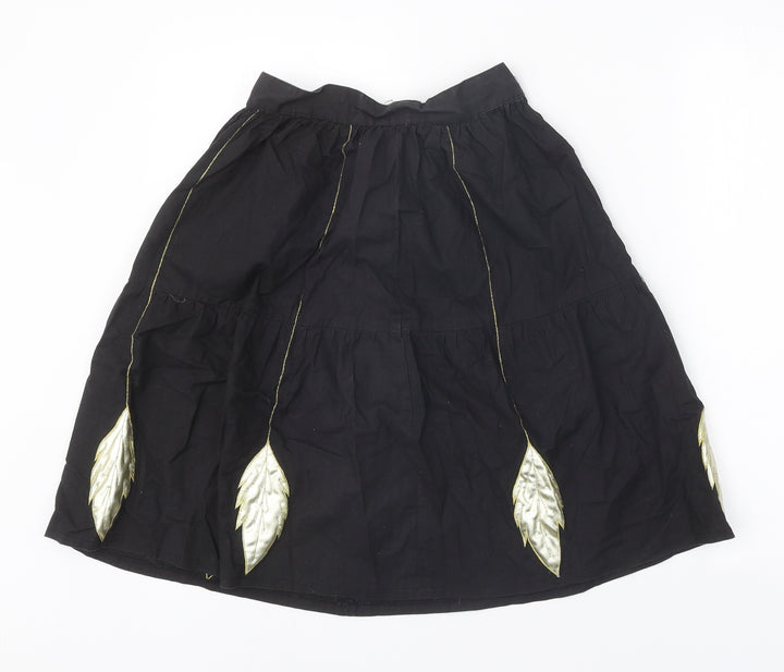 Preworn Womens Black Geometric Polyester Swing Skirt Size 23 in Zip
