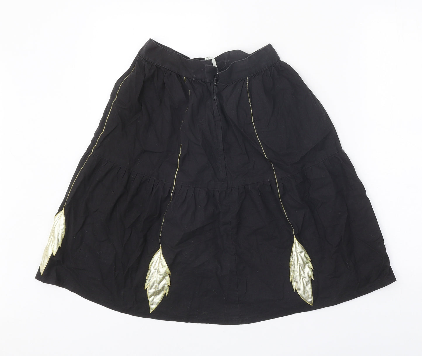 Preworn Womens Black Geometric Polyester Swing Skirt Size 23 in Zip