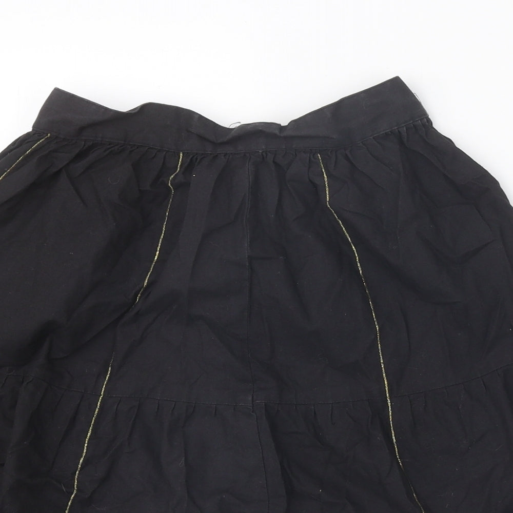 Preworn Womens Black Geometric Polyester Swing Skirt Size 23 in Zip