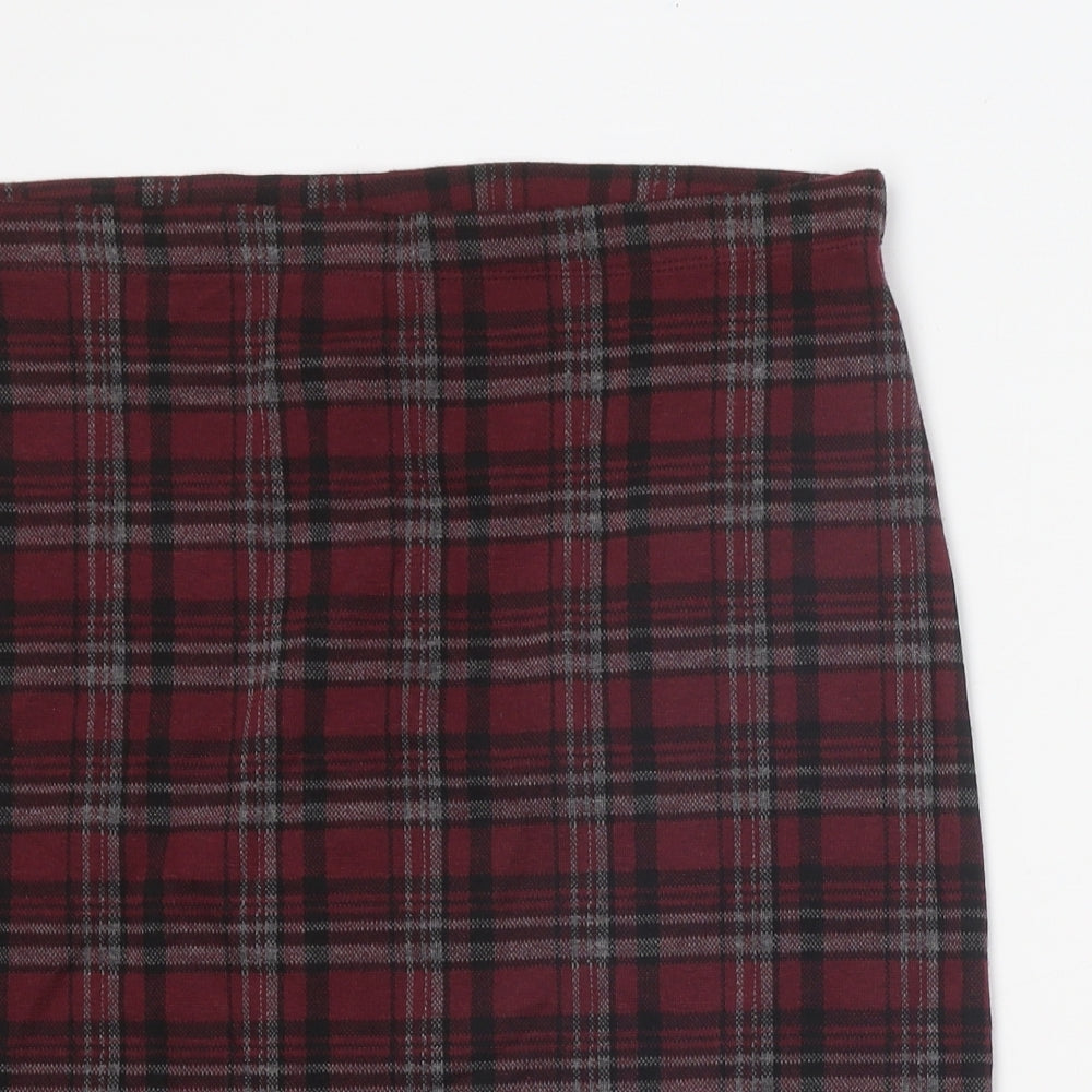 TU Womens Multicoloured Plaid Polyester Straight & Pencil Skirt Size 14