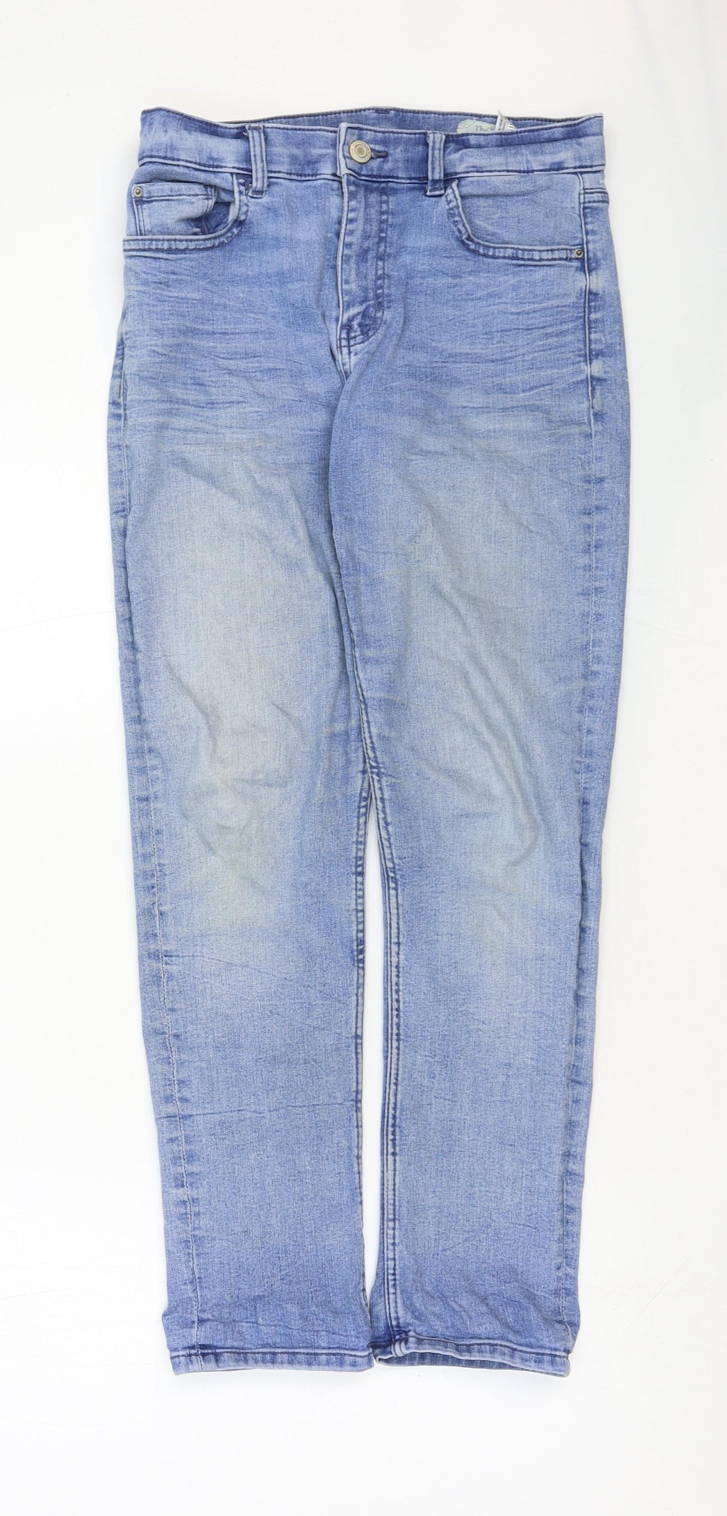 Marks and Spencer Womens Blue Cotton Straight Jeans Size 20 Regular Zip