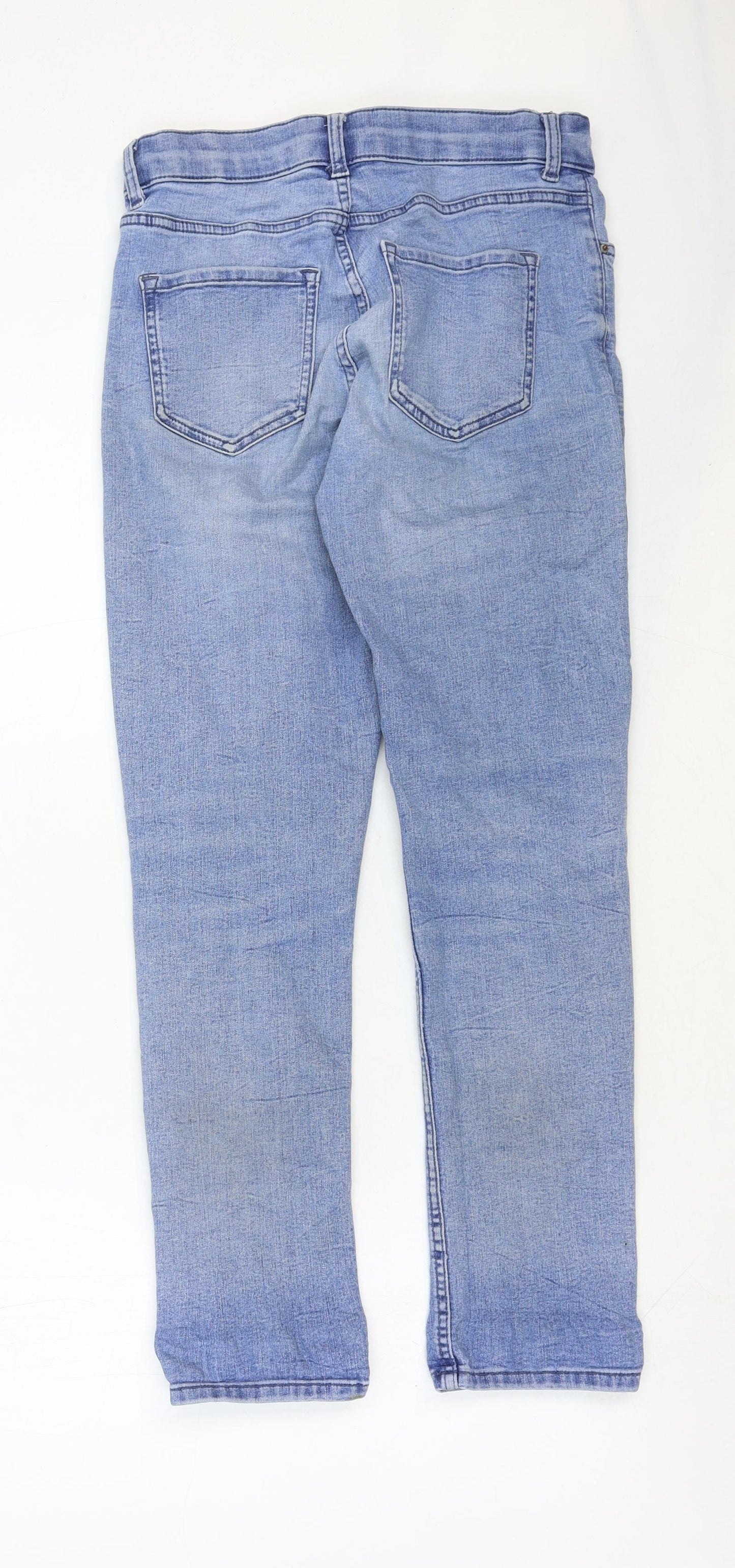 Marks and Spencer Womens Blue Cotton Straight Jeans Size 20 Regular Zip
