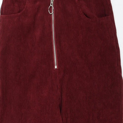 Preworn Womens Red Cotton Trousers Size 10 Regular Zip