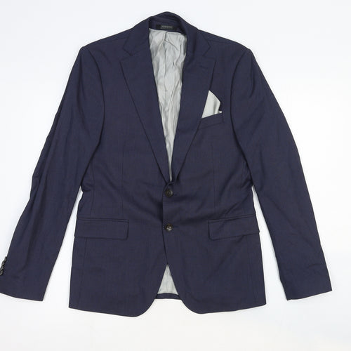 Zara Mens Blue Viscose Jacket Suit Jacket Size 38 Regular