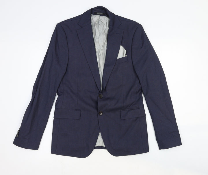 Zara Mens Blue Viscose Jacket Suit Jacket Size 38 Regular