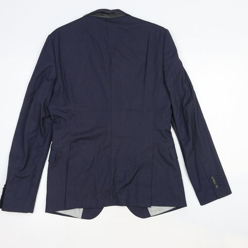 Zara Mens Blue Viscose Jacket Suit Jacket Size 38 Regular