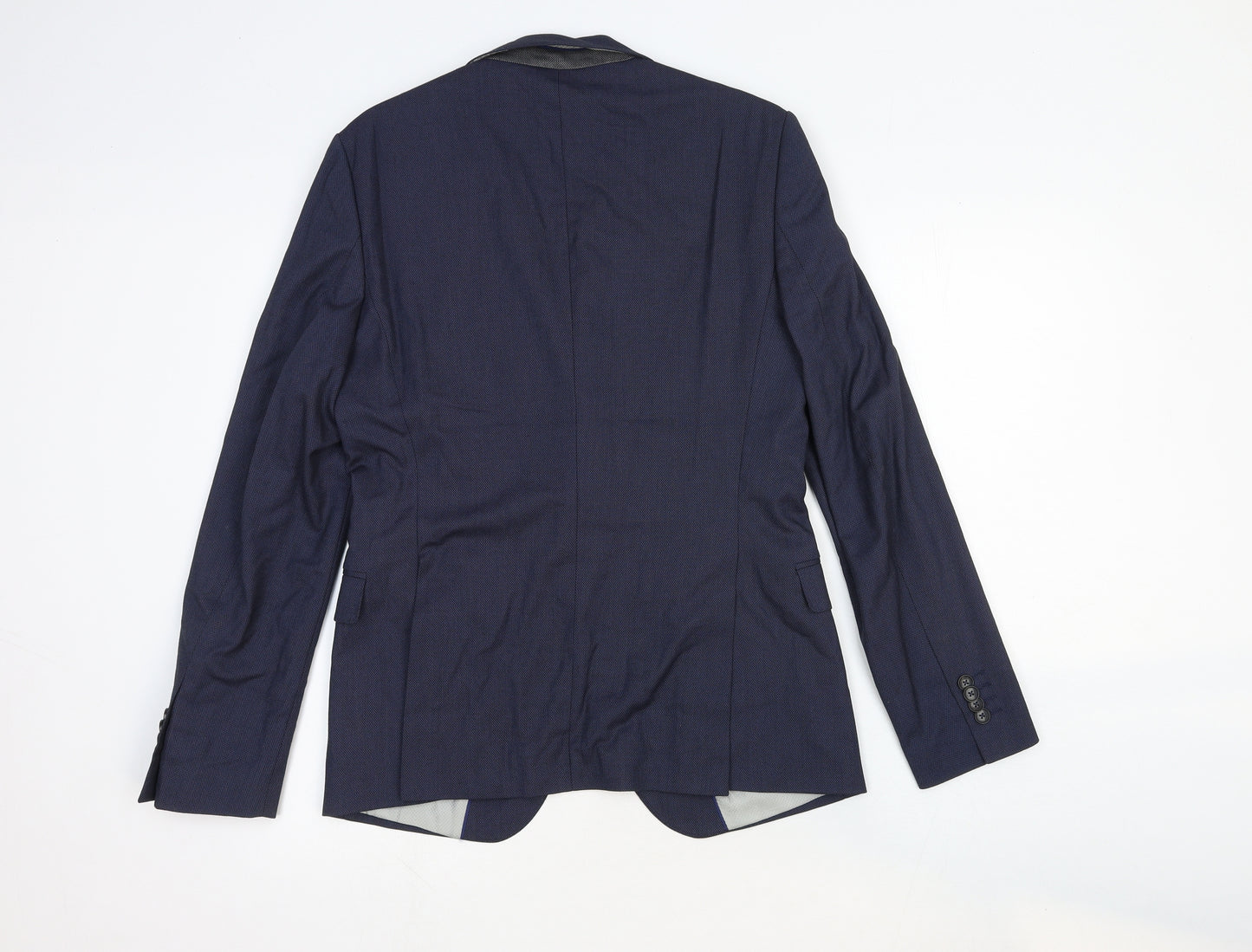 Zara Mens Blue Viscose Jacket Suit Jacket Size 38 Regular