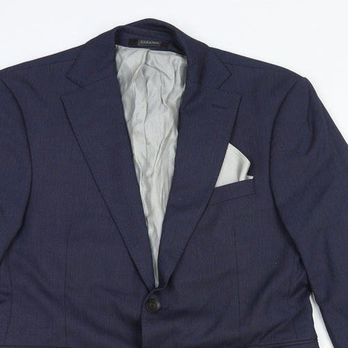 Zara Mens Blue Viscose Jacket Suit Jacket Size 38 Regular